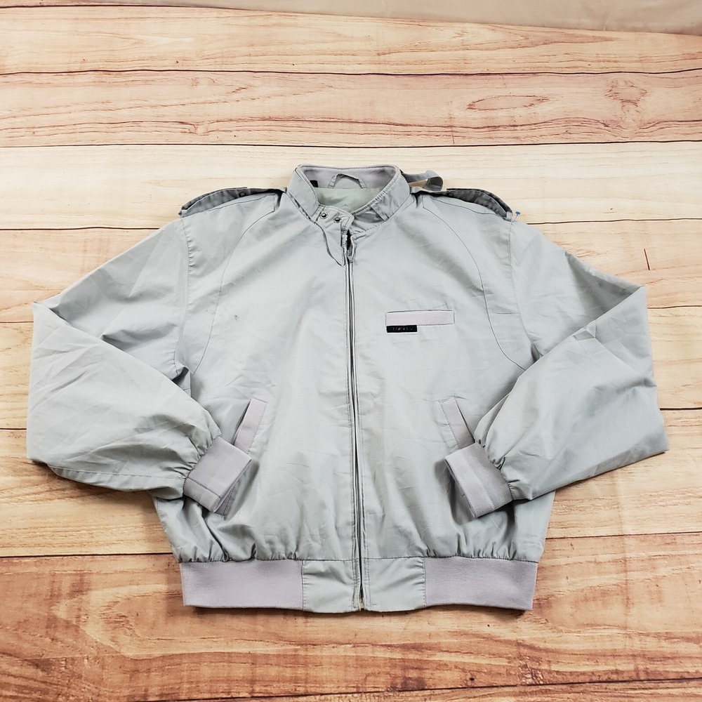 VINTAGE Members Only Jacket Mens Large Size 42 Gray Bomber Windbreaker Adult *